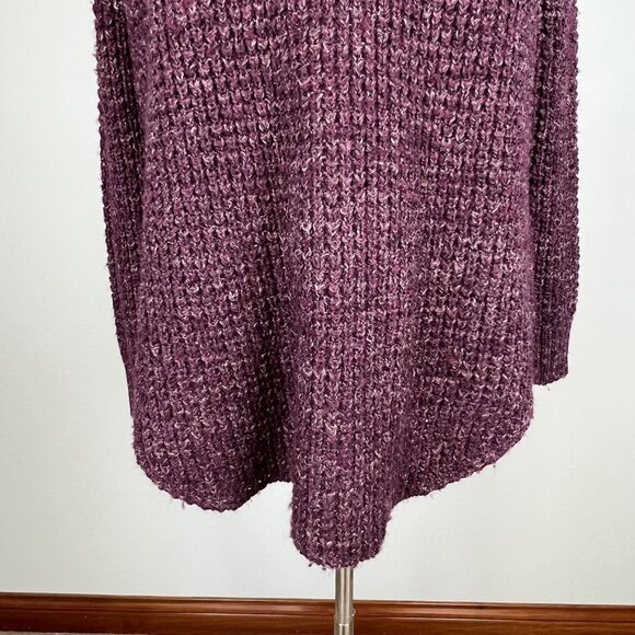 Free People Womens Dylan Tweedy Turtleneck Tunic Sweater Purple Oversized size M - Picture 5 of 16